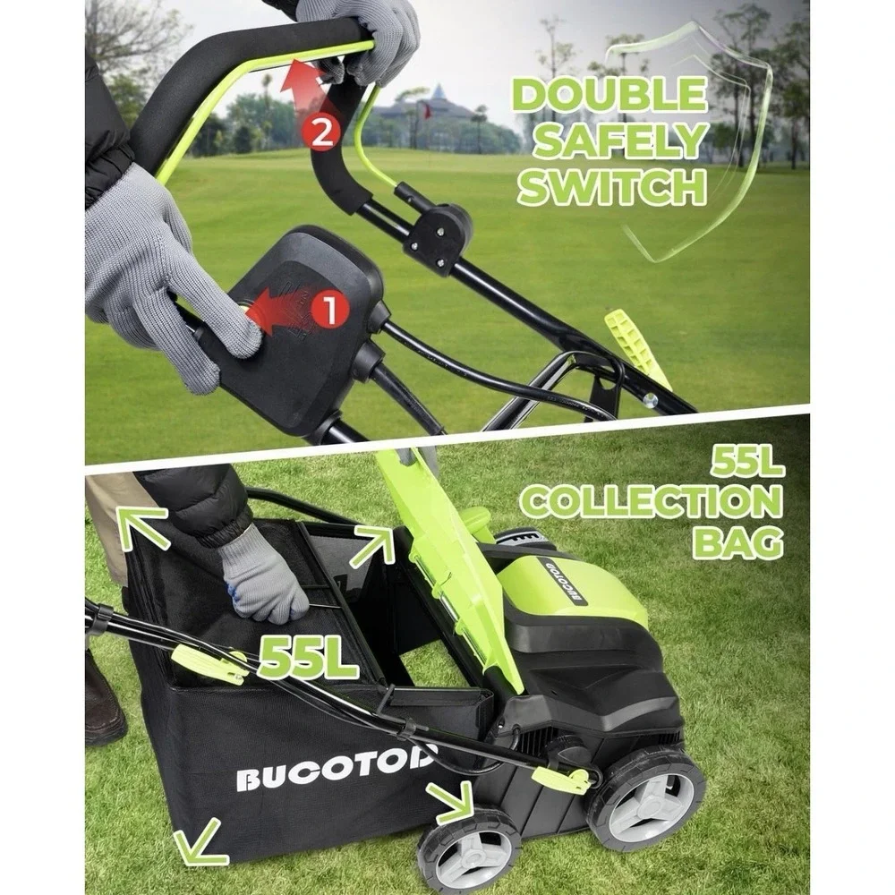 2-In-1 Dethatcher & 16-Inch Scarifier Electric Corded, 15 Amp Bucotod